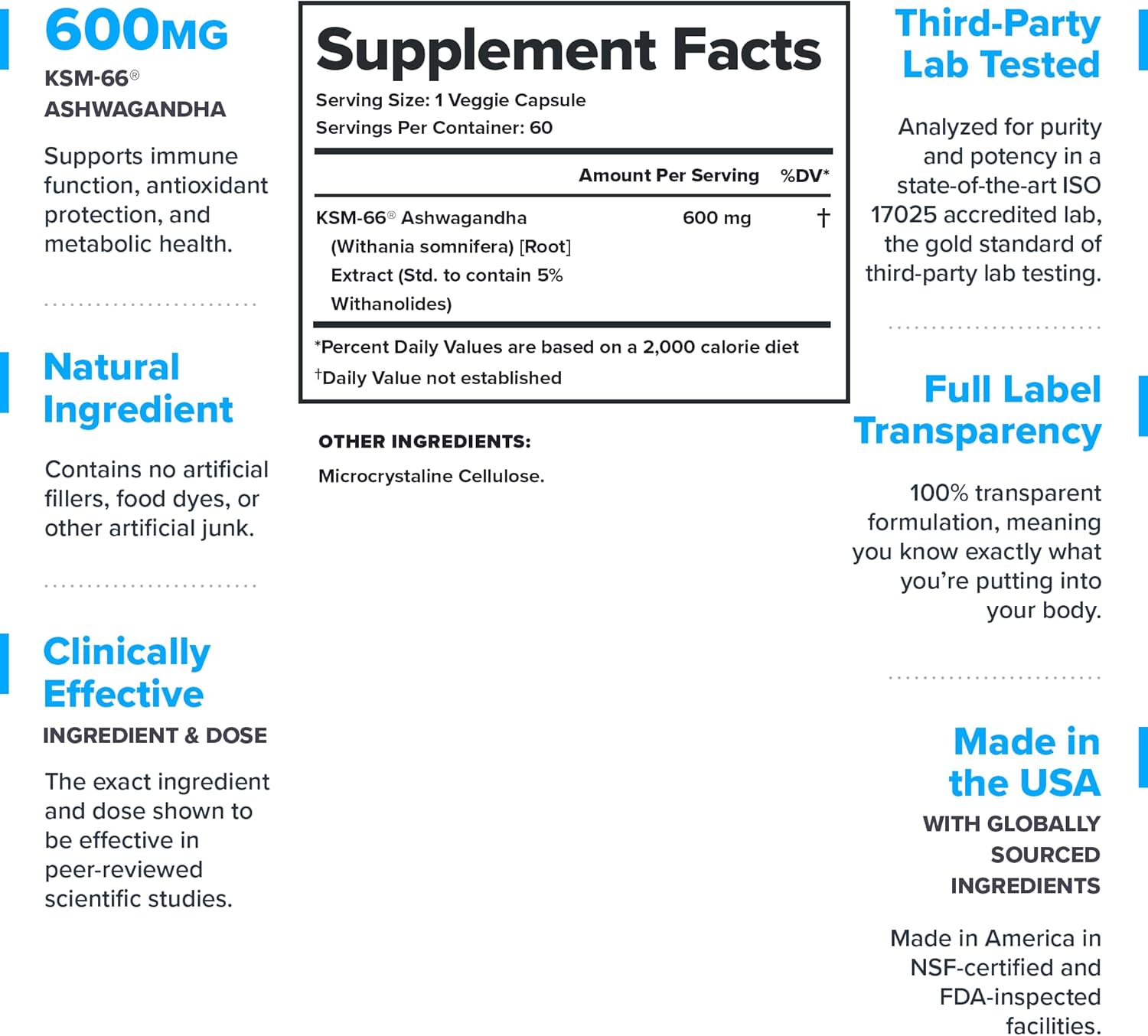 Extra Strength LEGION KSM-66® Ashwagandha Root Extract Powder Supplement - Enhance Mood, Sleep, & Performance - 60 Servings