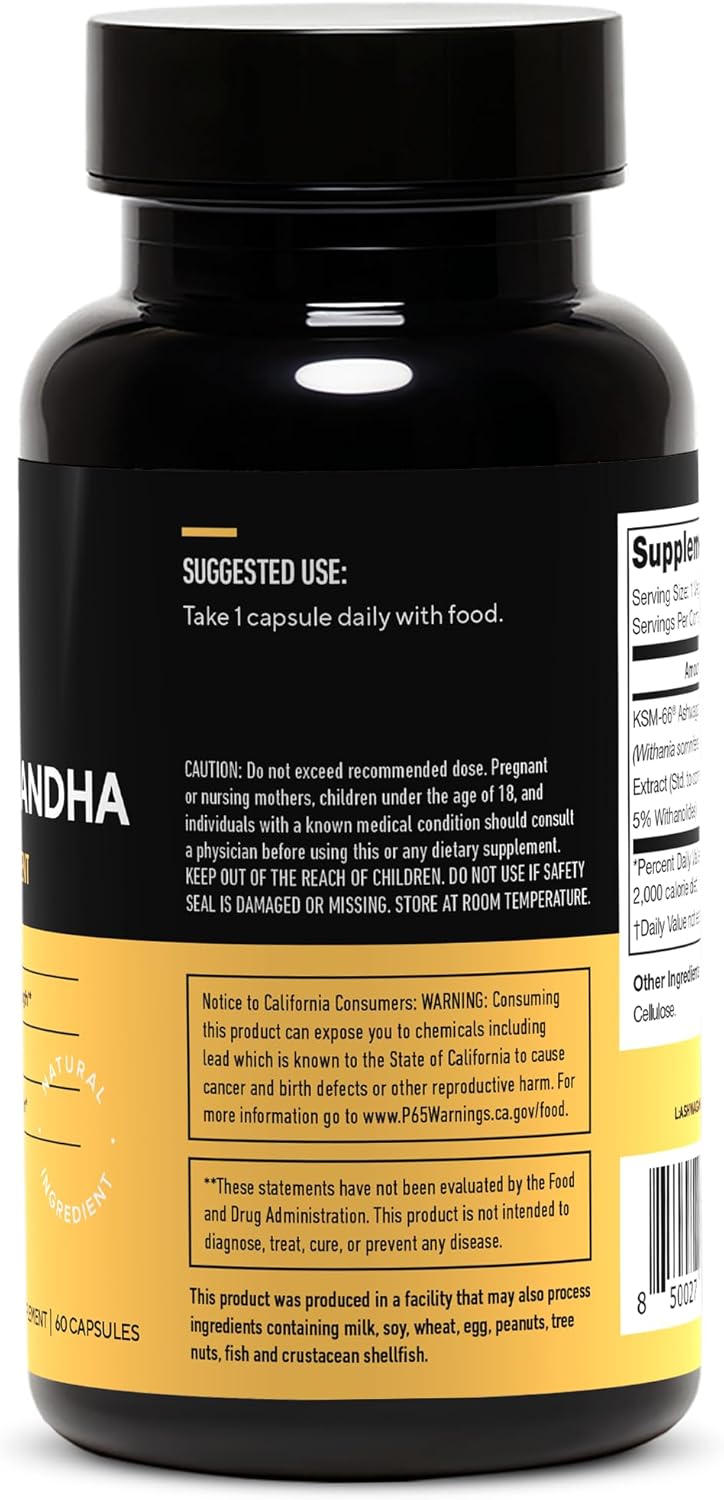 Extra Strength LEGION KSM-66® Ashwagandha Root Extract Powder Supplement - Enhance Mood, Sleep, & Performance - 60 Servings