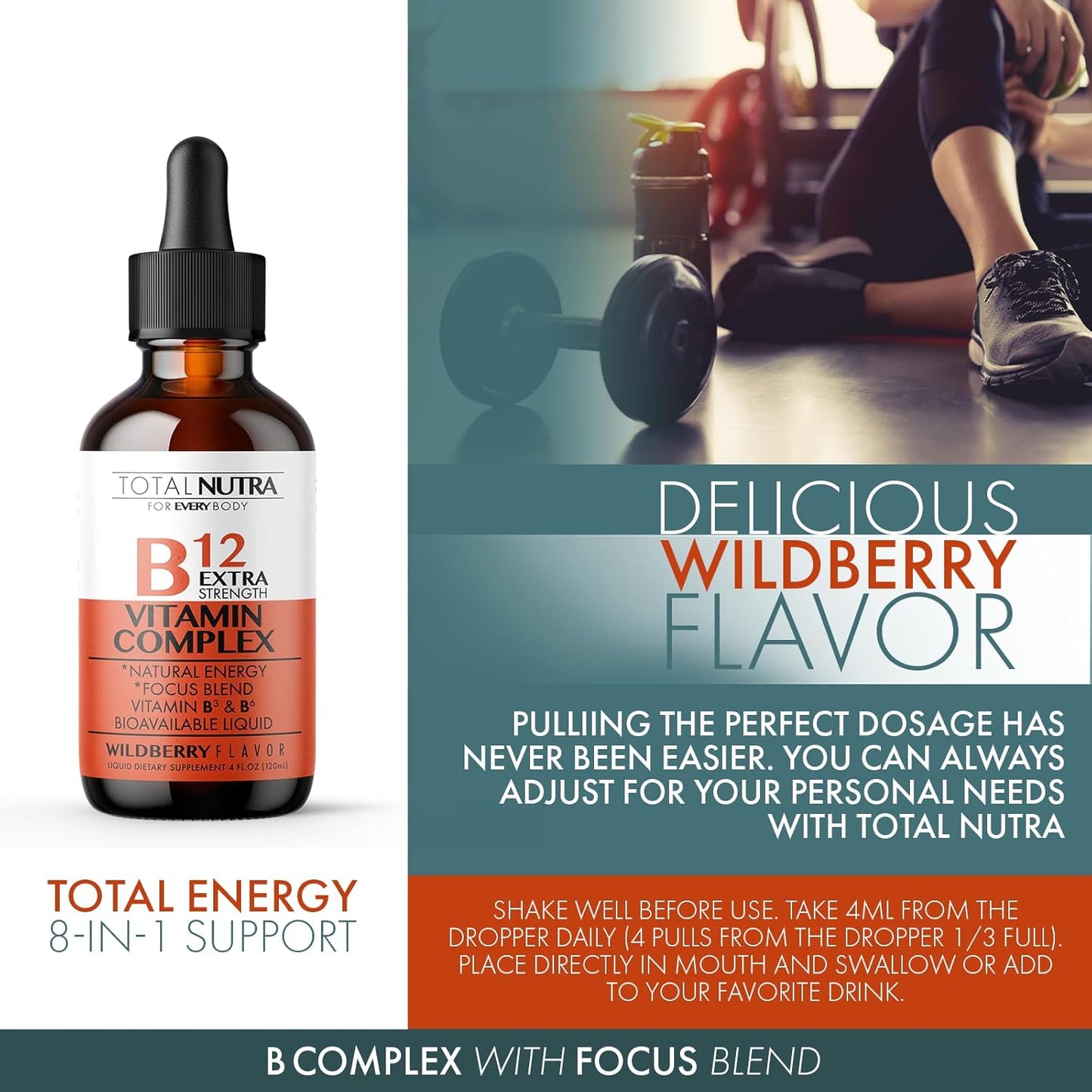 Extra Strength Liquid Vitamin B12 Drops with B6 and B3 - Vegan & Non GMO - Instant Energy Boost, Focus, Metabolism Support - Green Tea, Carnitine, Ginkgo Biloba - Alternative to B Complex Capsules