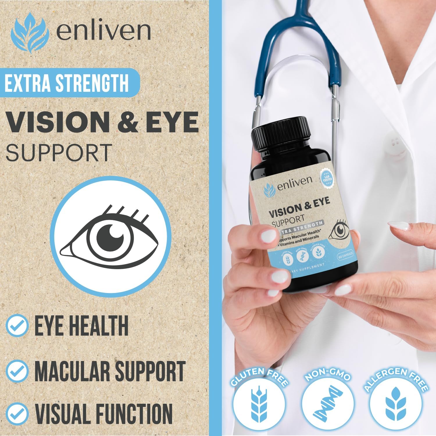 Extra Strength Lutein and Zeaxanthin Supplement for Vision & Eye Health - 60 Capsules, Made in USA