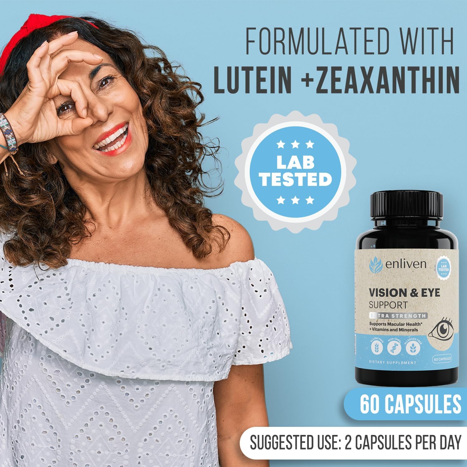 Extra Strength Lutein and Zeaxanthin Supplement for Vision & Eye Health - 60 Capsules, Made in USA