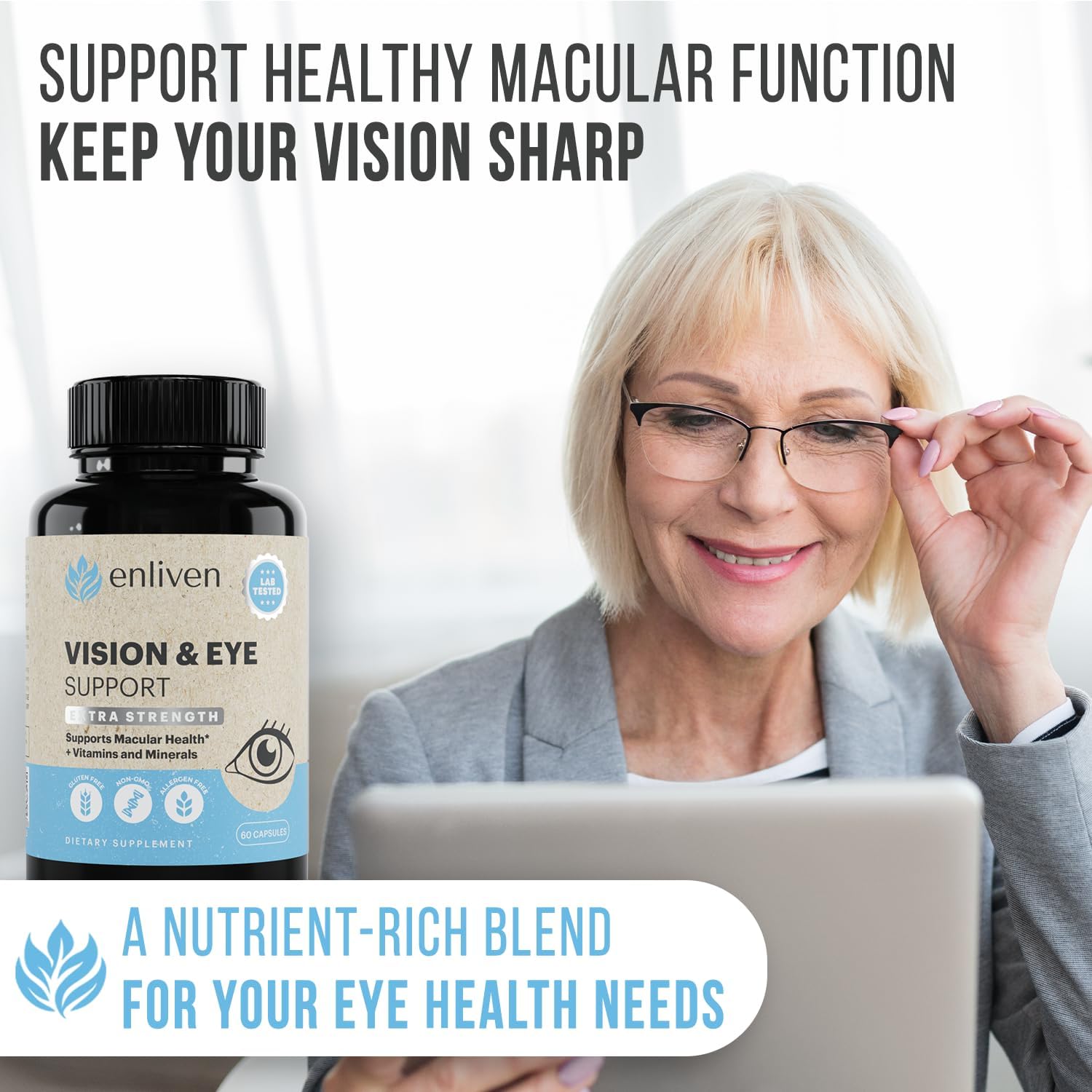 Extra Strength Lutein and Zeaxanthin Supplement for Vision & Eye Health - 60 Capsules, Made in USA