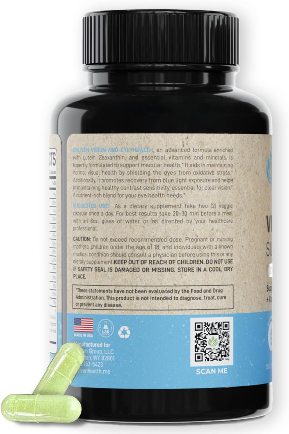 Extra Strength Lutein and Zeaxanthin Supplement for Vision & Eye Health - 60 Capsules, Made in USA
