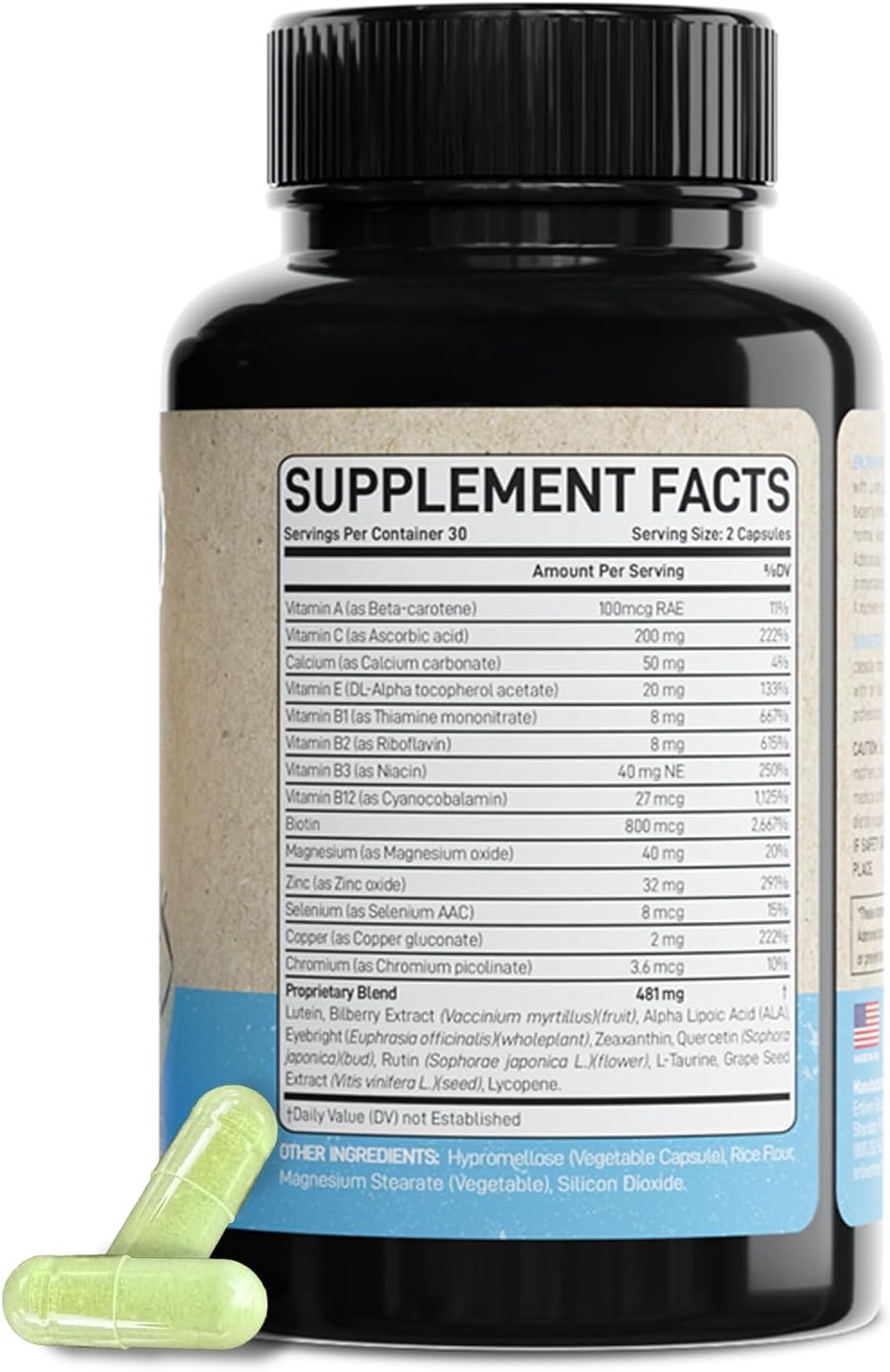 Extra Strength Lutein and Zeaxanthin Supplement for Vision & Eye Health - 60 Capsules, Made in USA