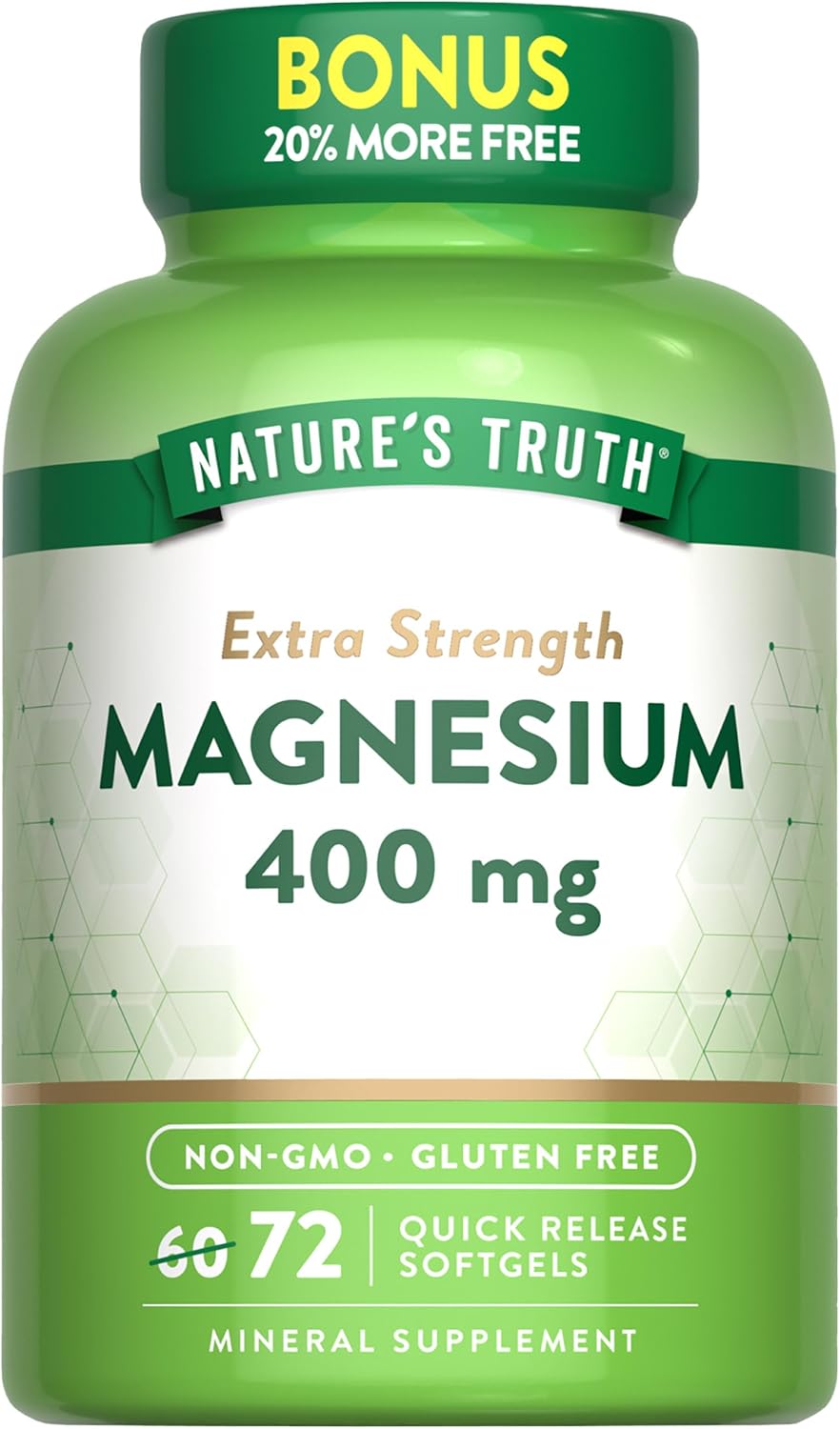 Extra Strength Magnesium Oxide Softgels - 400mg, 72 Count - Non-GMO & Gluten Free - Value Size by Nature's Truth