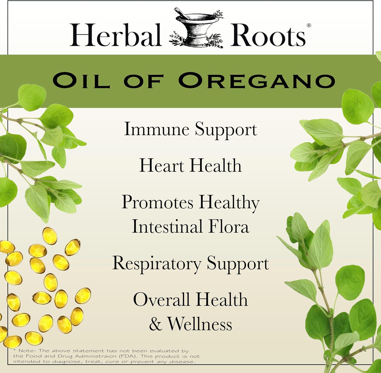 Extra Strength Mediterranean Oregano Oil Softgels - 90 Capsules - Herbal Roots Oil of Oregano - 150mg