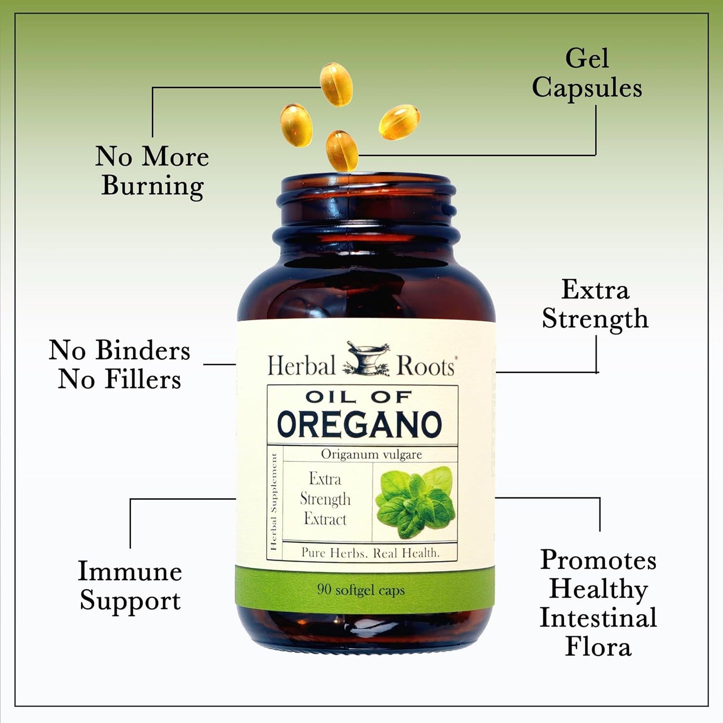 Extra Strength Mediterranean Oregano Oil Softgels - 90 Capsules - Herbal Roots Oil of Oregano - 150mg