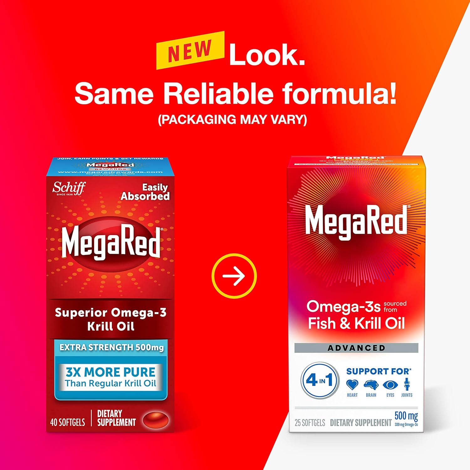 Extra Strength MegaRed Omega-3 Krill Oil Softgels (40 Count) - No Fishy Aftertaste, 500mg Omega-3