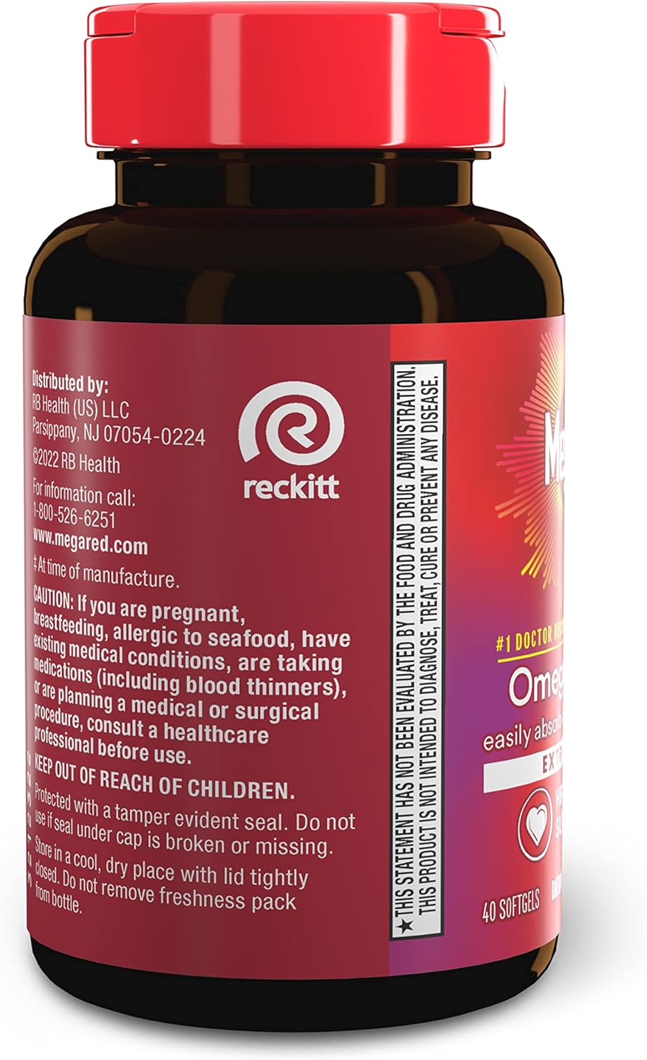 Extra Strength MegaRed Omega-3 Krill Oil Softgels (40 Count) - No Fishy Aftertaste, 500mg Omega-3