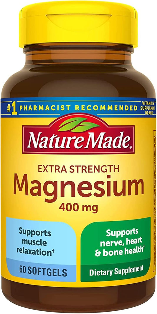 Extra Strength Nature Made Magnesium Oxide 400mg Softgels - Dietary Supplement for Muscle, Nerve, Bone, and Heart Support - 60 Count