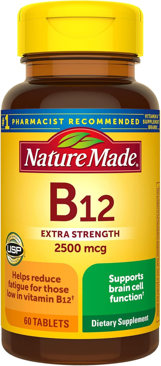 Extra Strength Nature Made Vitamin B12 2500 mcg - Energy Metabolism Support, 60 Tablets for 60 Days