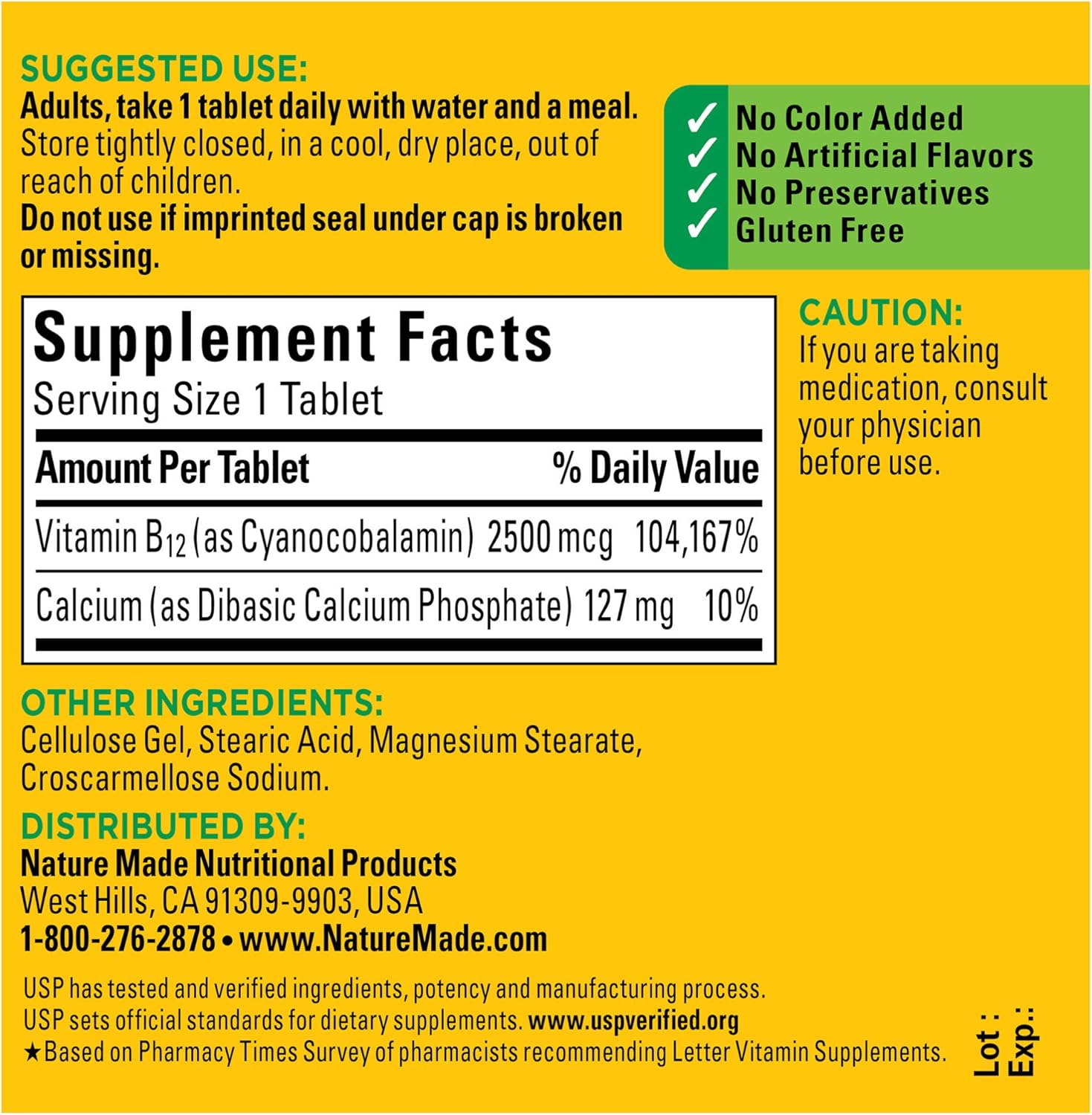 Extra Strength Nature Made Vitamin B12 2500 mcg Tablets - 60 Count
