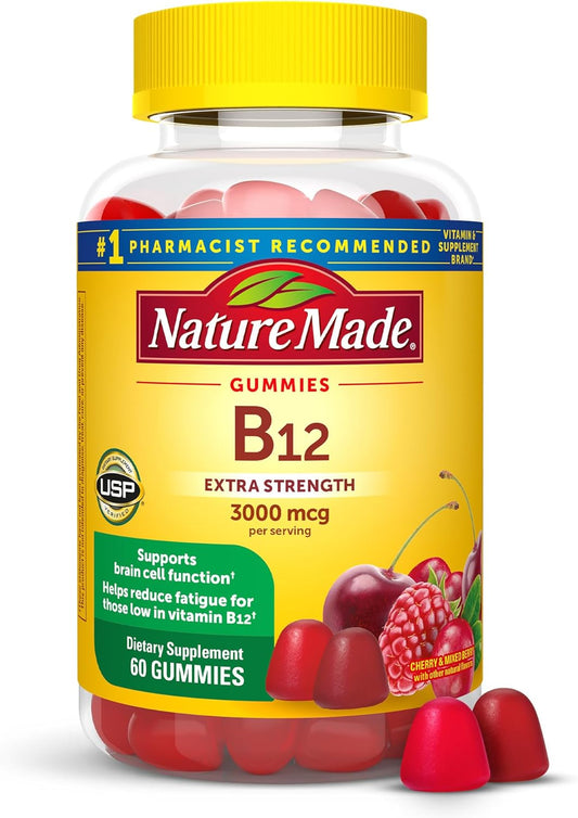 Extra Strength Nature Made Vitamin B12 Gummies - 3000 mcg, Energy Metabolism Support, 60 Gummies