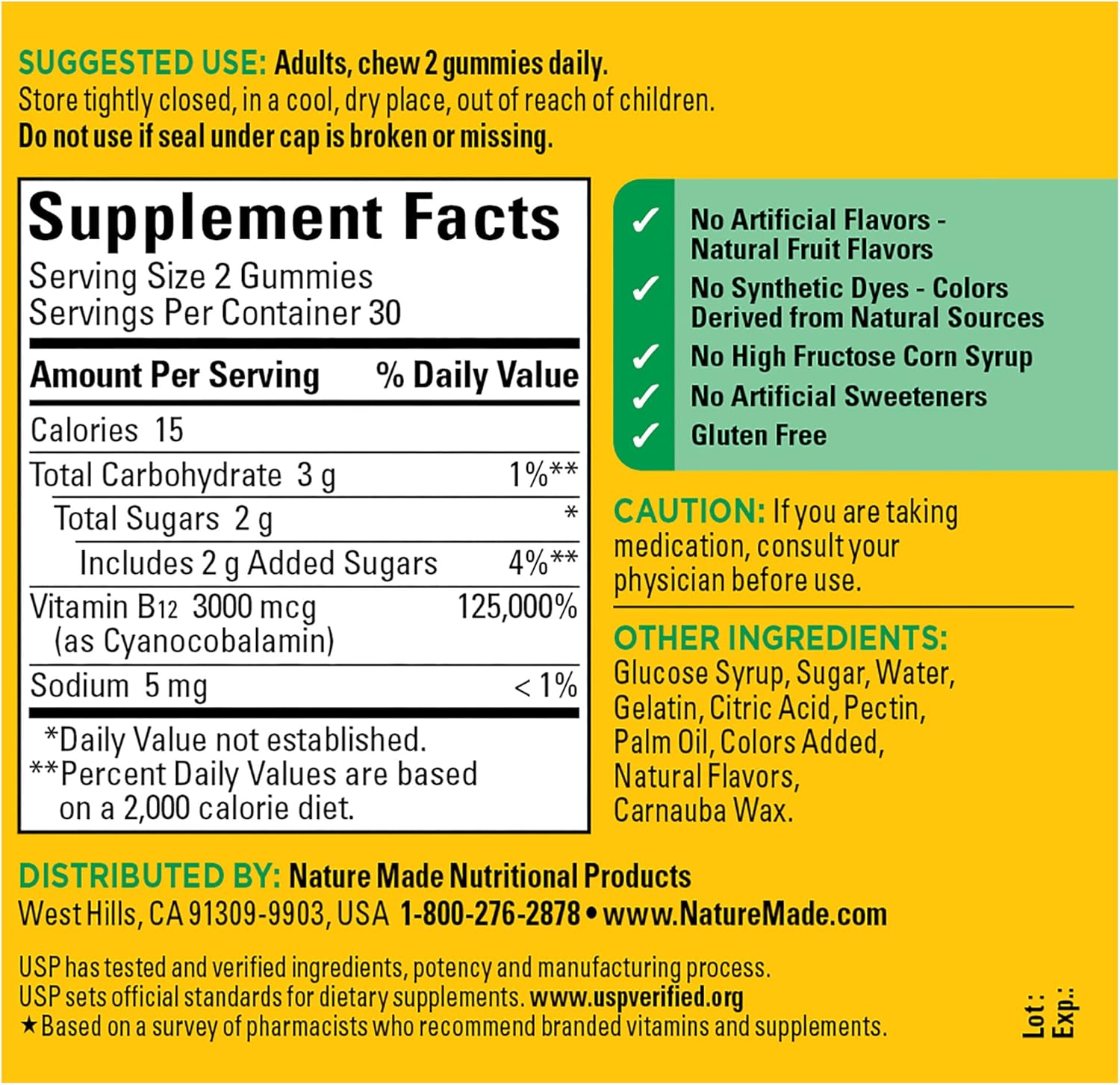 Extra Strength Nature Made Vitamin B12 Gummies - 3000 mcg, Energy Metabolism Support, 60 Gummies