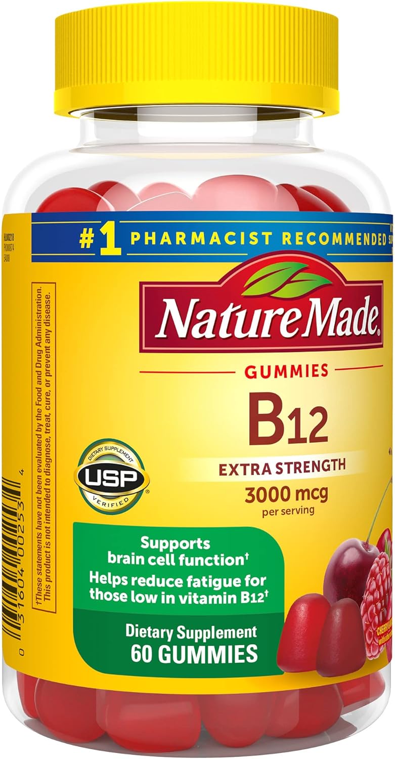 Extra Strength Nature Made Vitamin B12 Gummies - 3000 mcg, Energy Metabolism Support, 60 Gummies