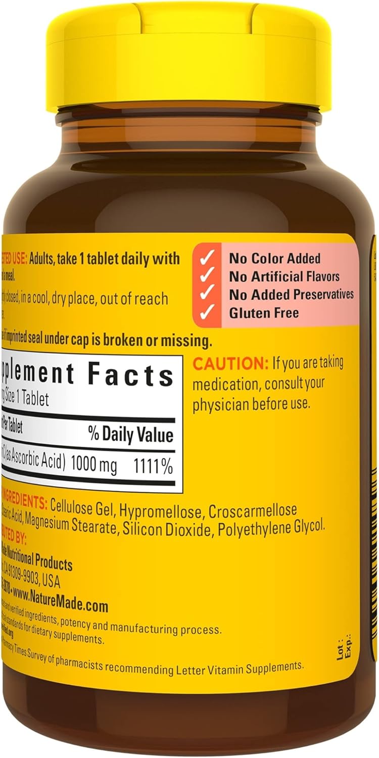 Extra Strength Nature Made Vitamin C 1000mg Tablets for Immune Support - 100 Day Supply