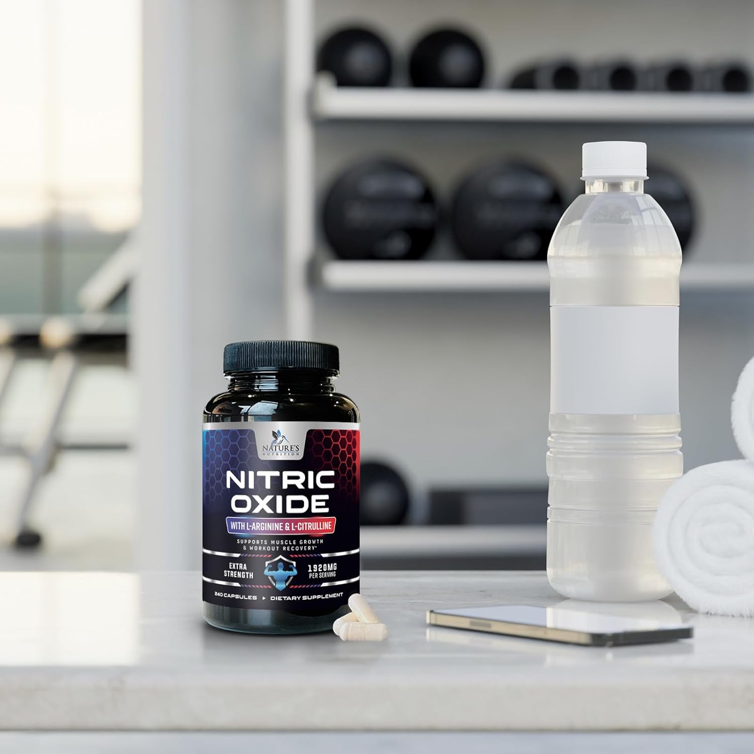 Extra Strength Nitric Oxide Booster with L-Arginine & Citrulline - 3X Strength Support for Muscle, Heart, & Energy - Non-GMO Supplement for Men and Women - 240 Capsules