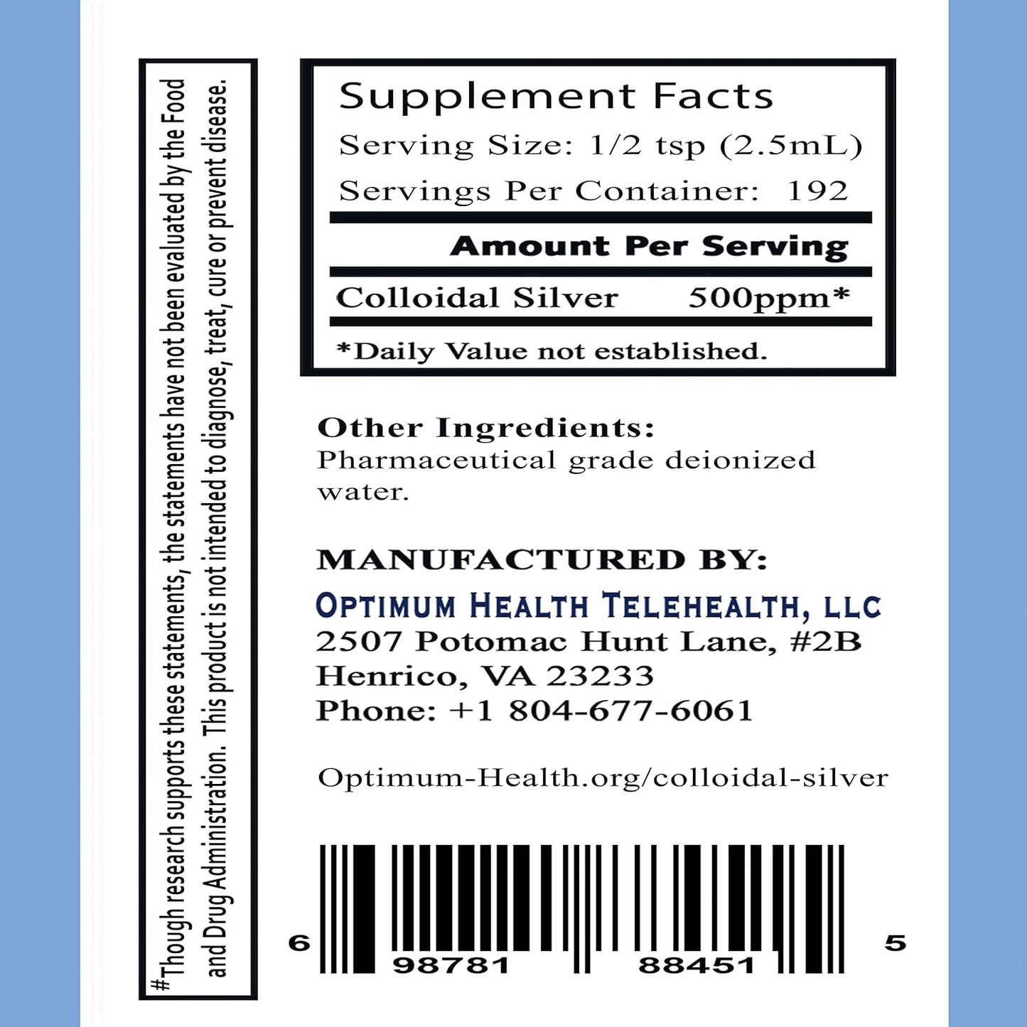 Extra Strength Optimum You Colloidal Silver Liquid 16 oz with Spray Bottle - 500 ppm Immune & Stem Cell Support, Wound Care & Healing