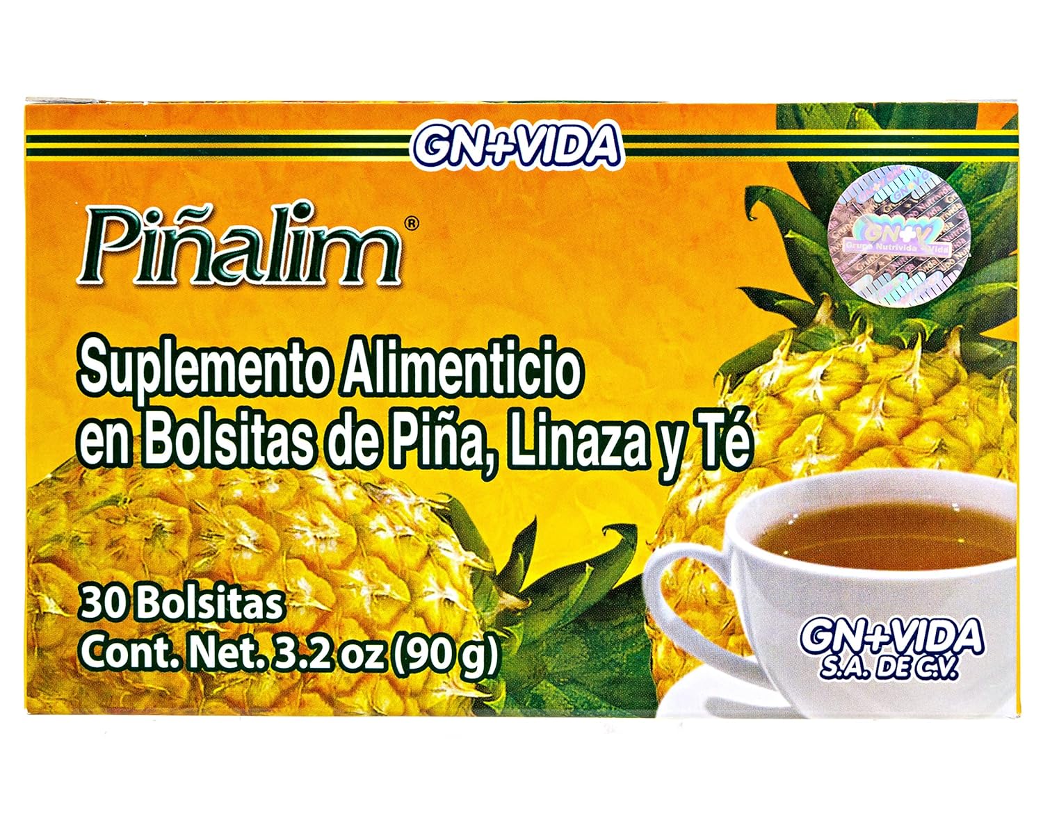 Extra Strength PIÑALIM Pineapple Tea by Gn+vida USA - Natural Weight Loss Support Supplement