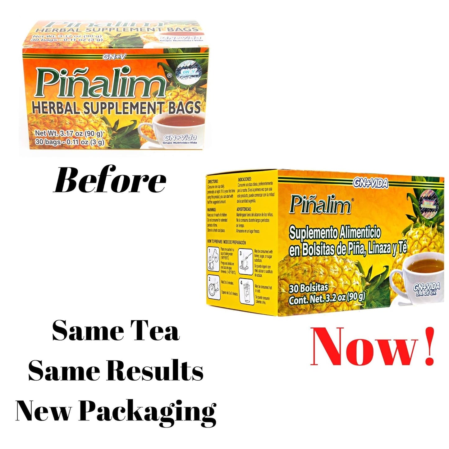 Extra Strength PIÑALIM Pineapple Tea by Gn+vida USA - Natural Weight Loss Support Supplement