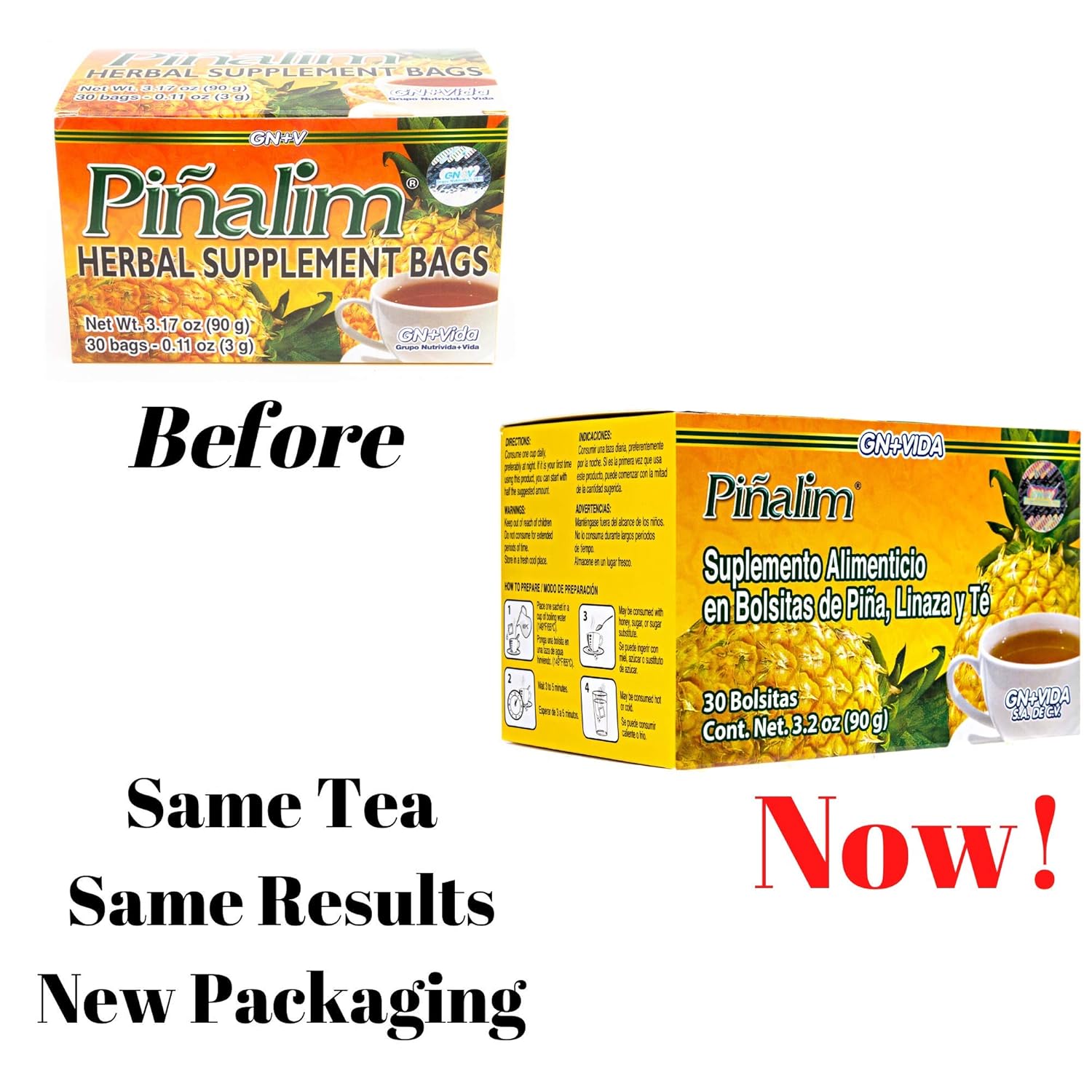 Extra Strength PIÑALIM Pineapple Tea by Gn+vida USA - Natural Weight Loss Support Supplement