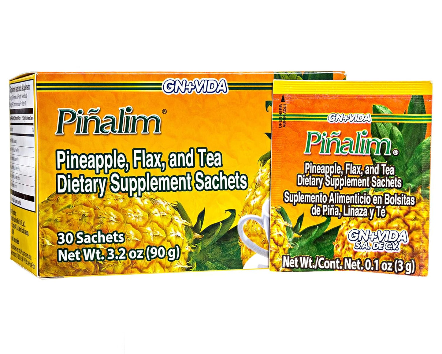 Extra Strength PIÑALIM Pineapple Tea by Gn+vida USA - Natural Weight Loss Support Supplement
