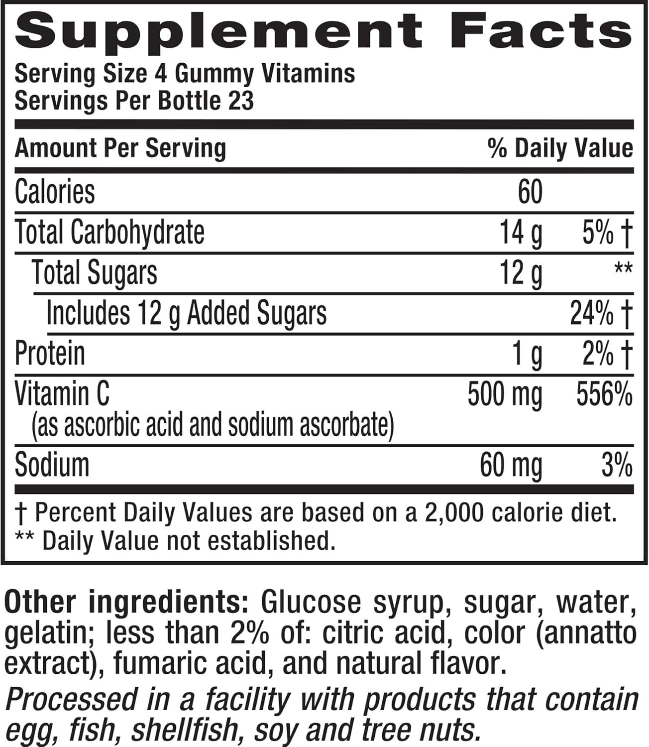 Extra Strength Power C Gummy Vitamins Compatible with Vitafusion, Tropical Citrus Flavored Immune Support - 92 Count