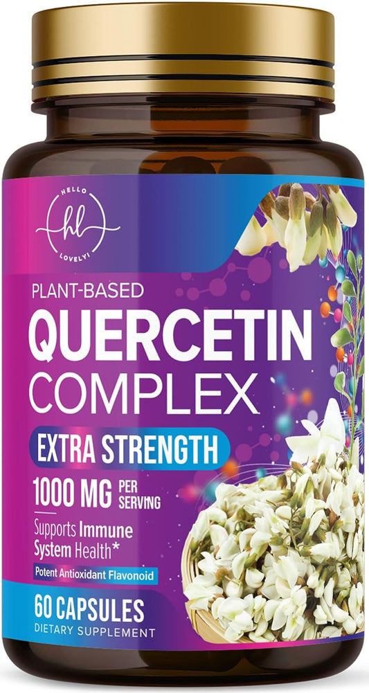 Extra Strength Quercetin 500mg Capsules - Supports Immune & Heart Health - Antioxidant & Respiratory Support - Gluten Free - Non-GMO - 60 Capsules