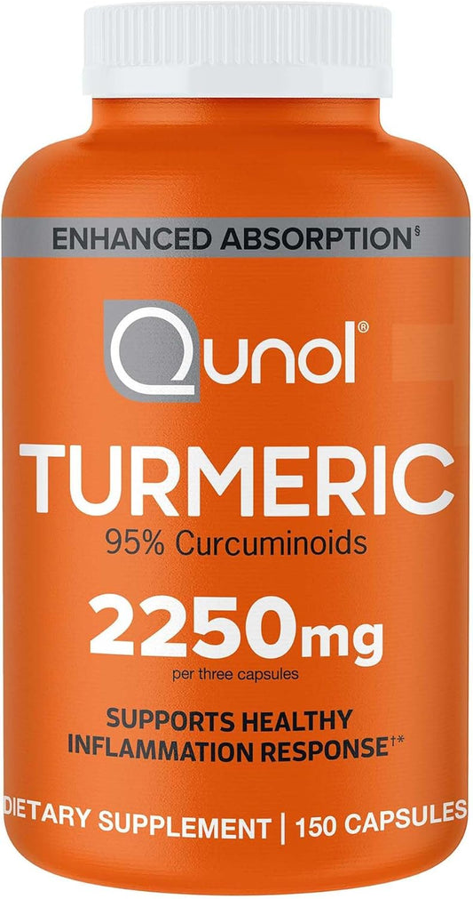 Extra Strength Qunol Turmeric Curcumin with Black Pepper - 2250mg Extract, 95% Curcuminoids, Joint Support, Enhanced Absorption - 150 Capsules
