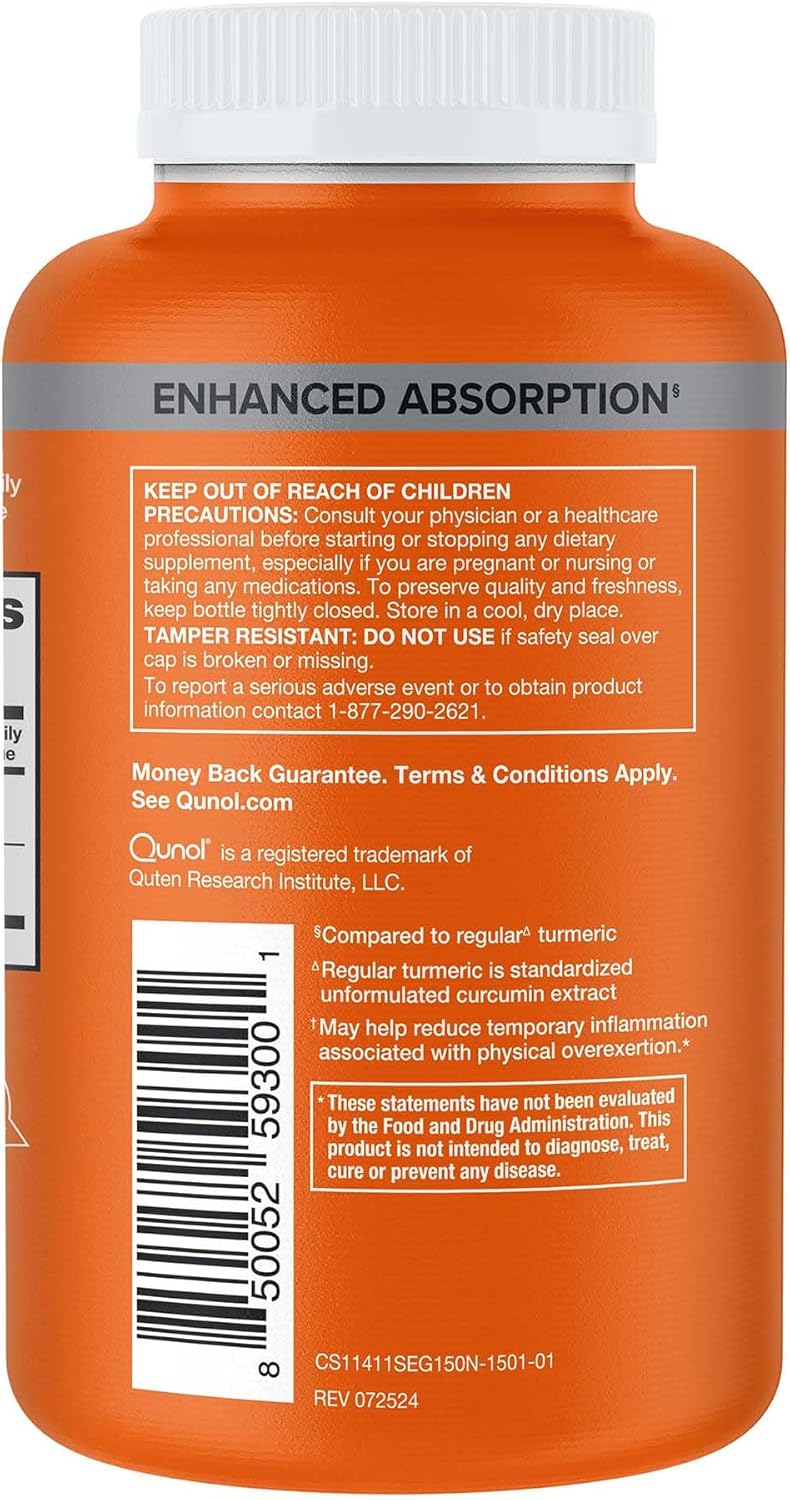 Extra Strength Qunol Turmeric Curcumin with Black Pepper - 2250mg Extract, 95% Curcuminoids, Joint Support, Enhanced Absorption - 150 Capsules