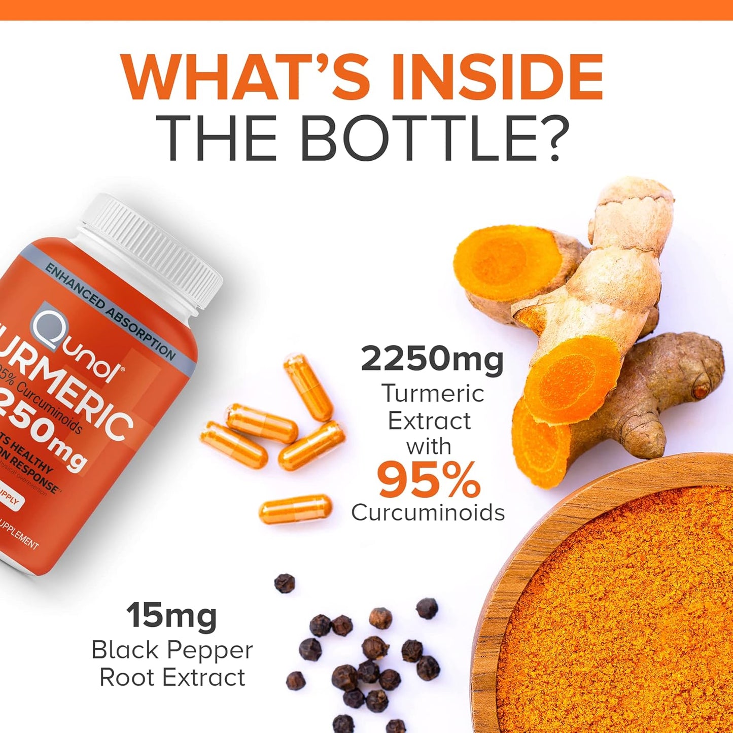 Extra Strength Qunol Turmeric Curcumin with Black Pepper - 2250mg Extract, 95% Curcuminoids, Joint Support, Enhanced Absorption - 150 Capsules