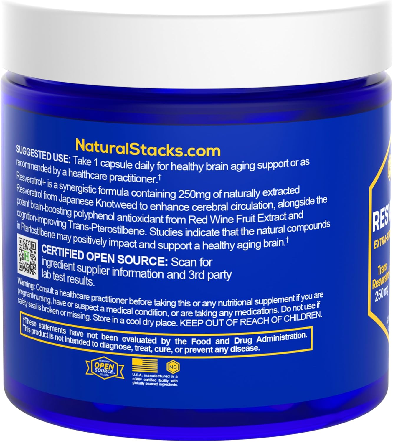 Extra Strength Resveratrol Supplement with Trans-Resveratrol, Pterostilbene, and Red Wine Extract - 60 Capsules for Aging Support