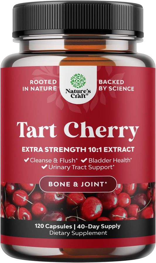 Extra Strength Tart Cherry Extract Capsules 750mg - Uric Acid Cleanse & Joint Support - Muscle Recovery - 120 Count