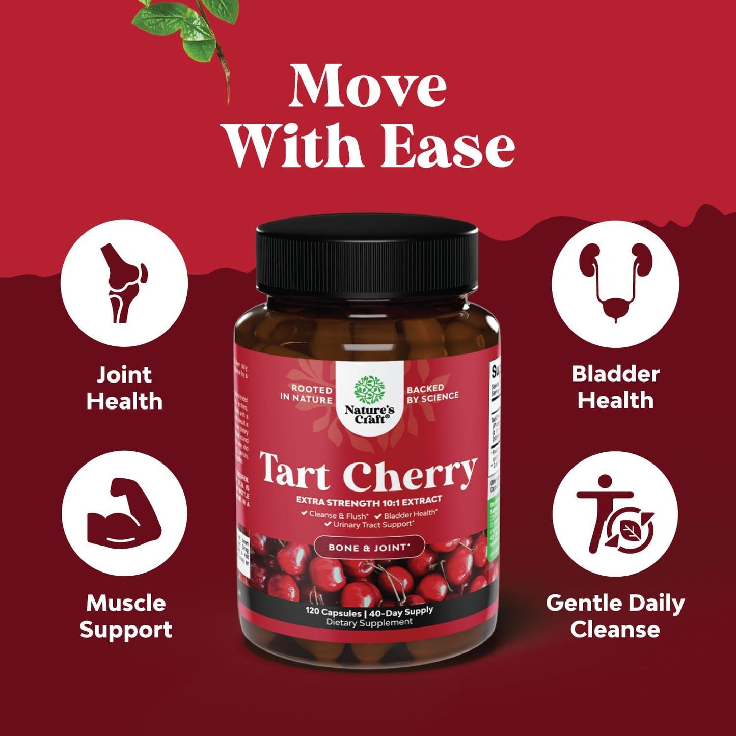 Extra Strength Tart Cherry Extract Capsules 750mg - Uric Acid Cleanse & Joint Support - Muscle Recovery - 120 Count
