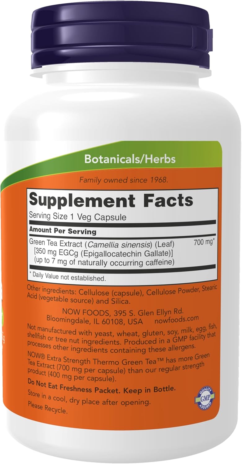 Extra Strength Thermo Green Tea™ Supplements by NOW Foods - 90 Veg Capsules, 700 mg Green Tea & 350 mg EGCg