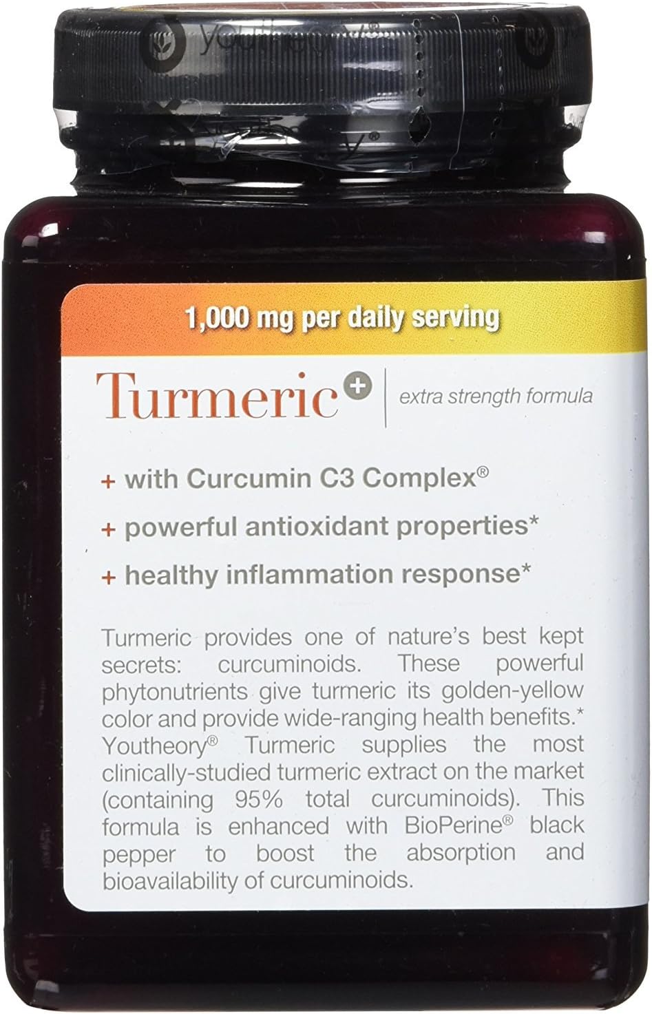 Extra Strength Turmeric Capsules - 1,000 mg Daily Dose - Youtheory Formula