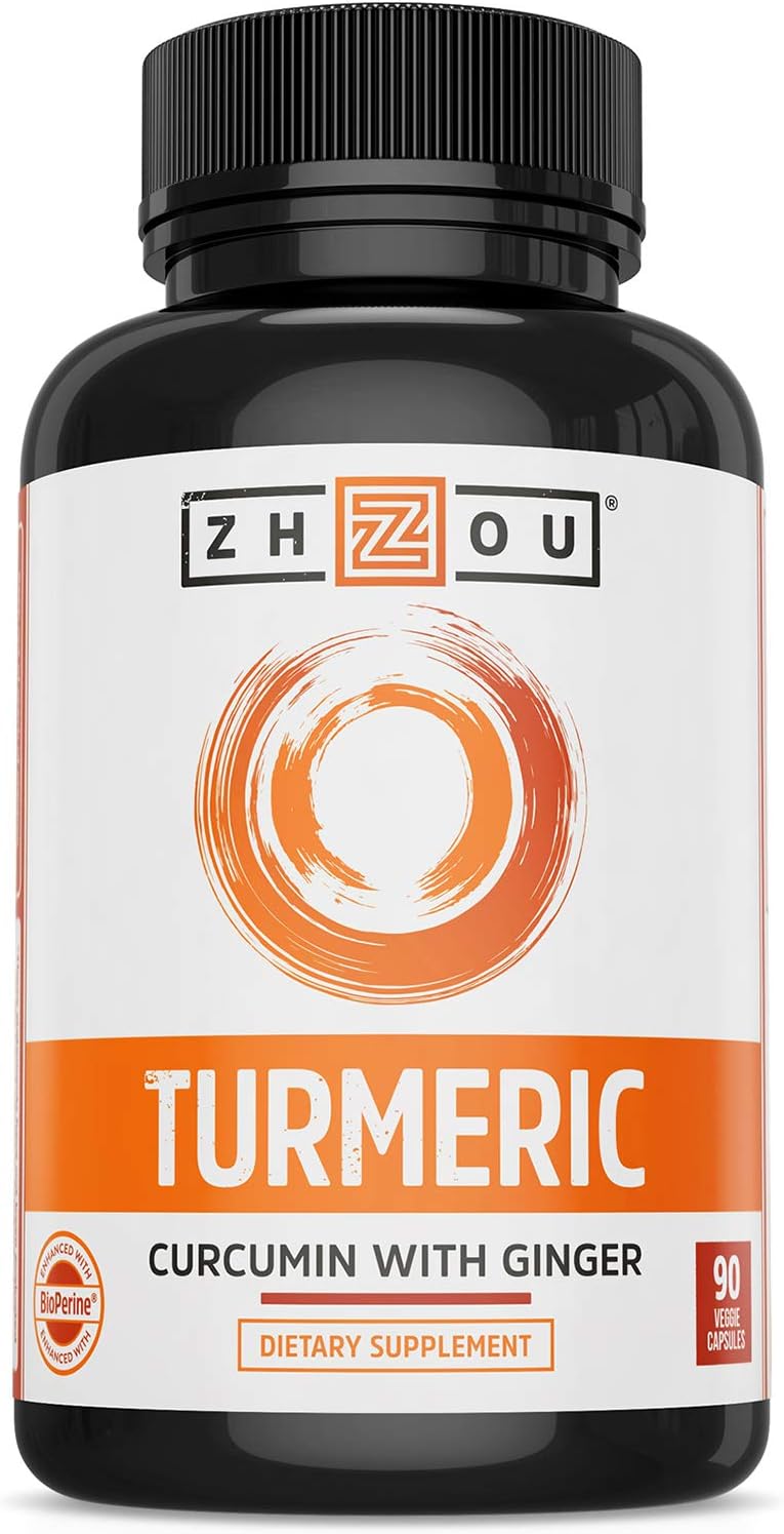 Extra Strength Turmeric Curcumin and Ginger Capsules with Bioperine - 1800mg for Joint Comfort - Non-GMO - 90 Veggie Capsules