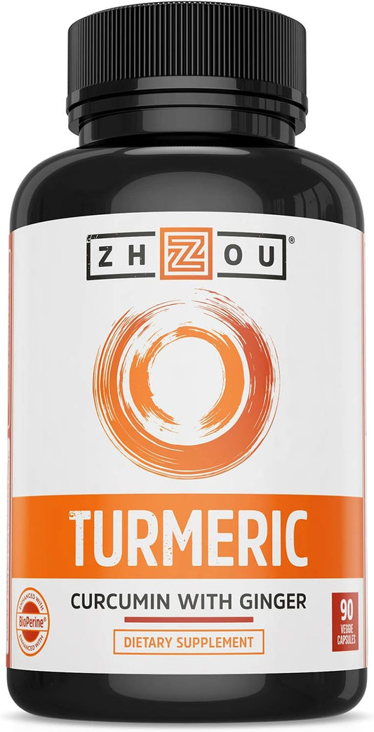 Extra Strength Turmeric Curcumin and Ginger Capsules with Bioperine - 1800mg for Joint Comfort - Non-GMO - 90 Veggie Capsules
