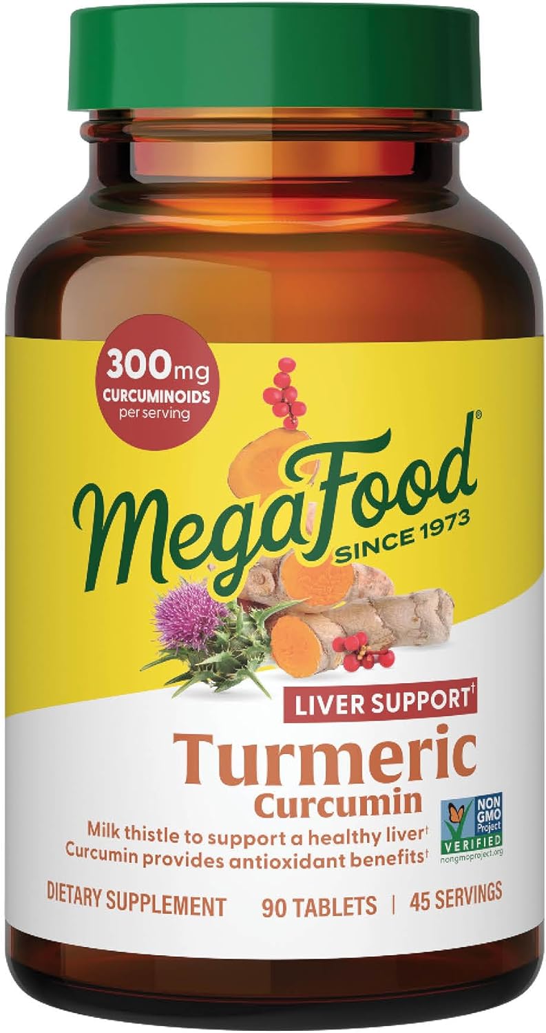 Extra Strength Turmeric Curcumin with Black Pepper and Milk Thistle - Liver Support Vegan Tabs - 90 Count