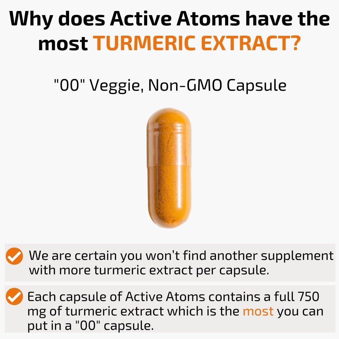 Extra Strength Turmeric Extract Capsules with BioPerine® Black Pepper - 750mg per Capsule, 95% Curcuminoids - Non-GMO Veggie Capsules, 60 Day Supply