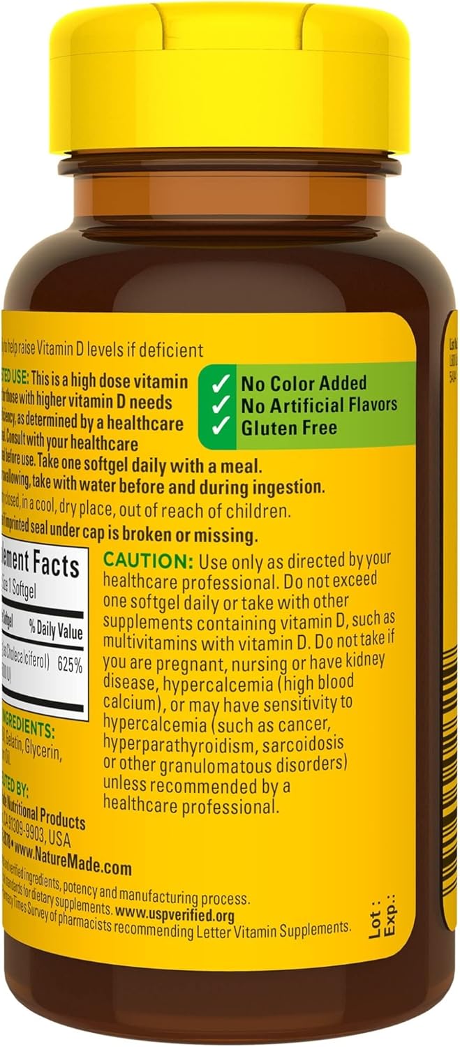 Extra Strength Vitamin D3 5000 IU Softgels for Bone, Teeth, Muscle & Immune Health Support - 90 Day Supply