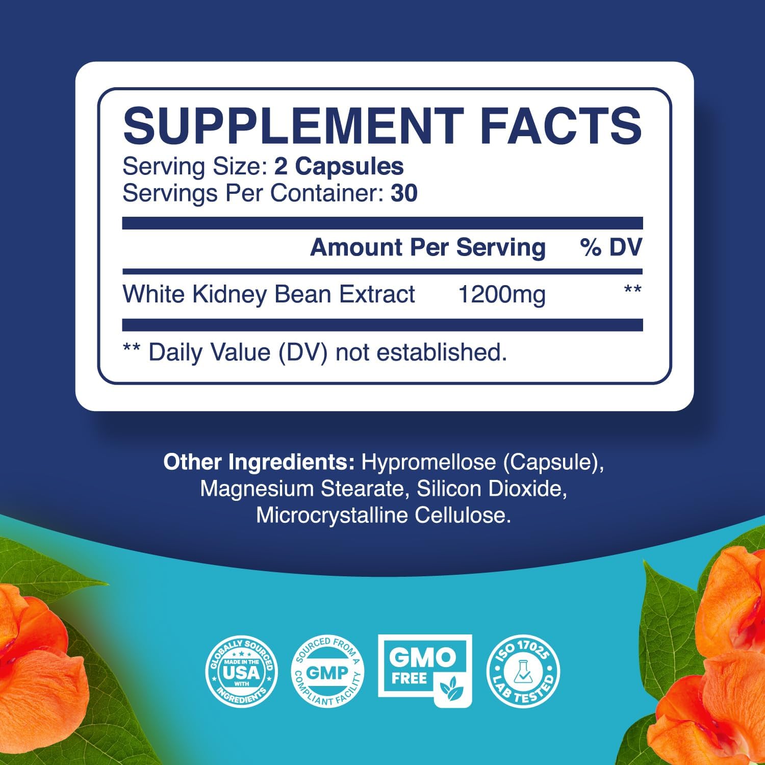 Extra Strength White Kidney Bean Extract Capsules for Carb Blocker & Appetite Suppressant Support - Plant-Based Energy Supplement - Non-GMO & Gluten Free - Made in USA