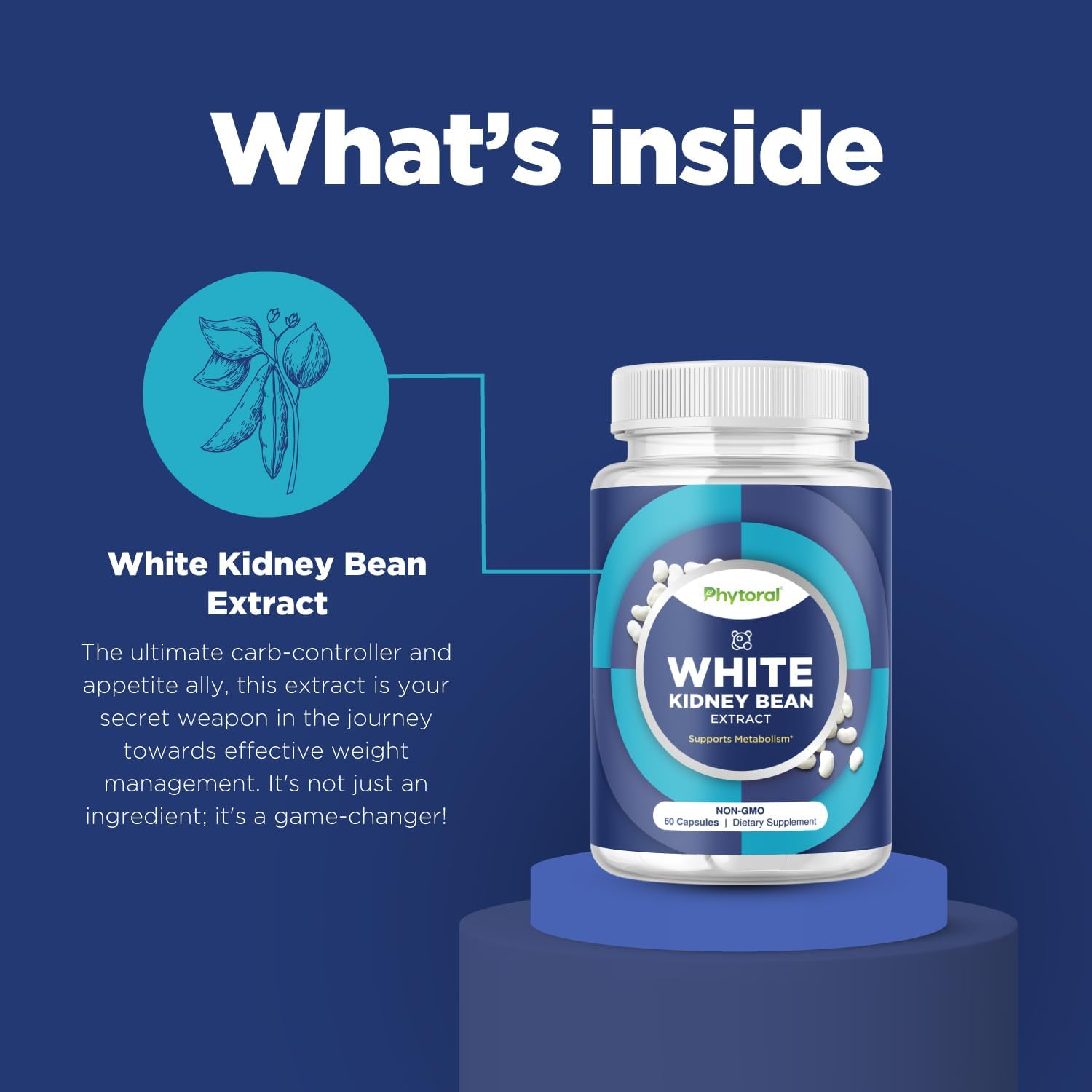 Extra Strength White Kidney Bean Extract Capsules for Carb Blocker & Appetite Suppressant Support - Plant-Based Energy Supplement - Non-GMO & Gluten Free - Made in USA