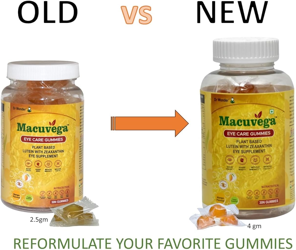 Eye Care Gummies with Lutein, Zeaxanthin, Vitamin C, E & A - 60 Gummies (2 Pack, 30 Gummies Each)