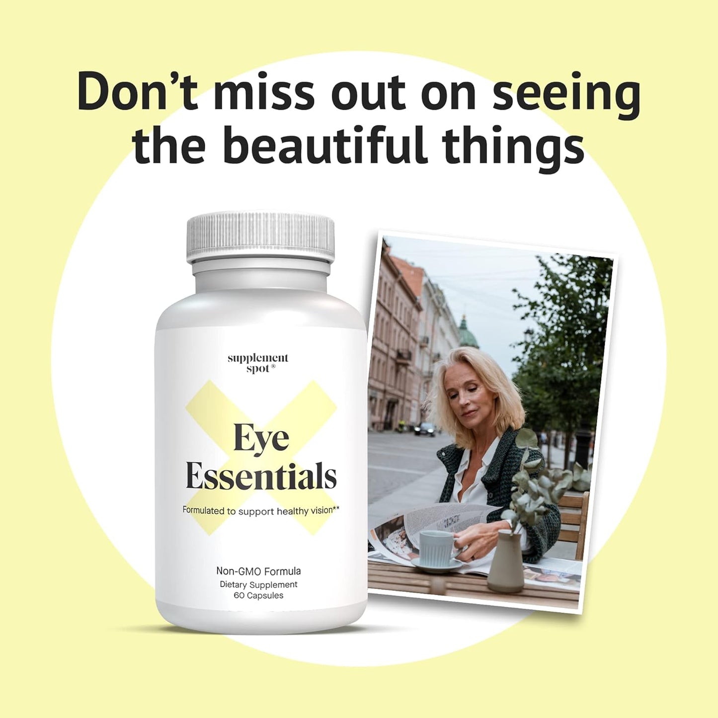 Eye Essentials for Adults - Vitamin & Mineral Supplement with Vitamin A, Bilberry, Zinc & Antioxidants for Eye Health (60 Capsules)