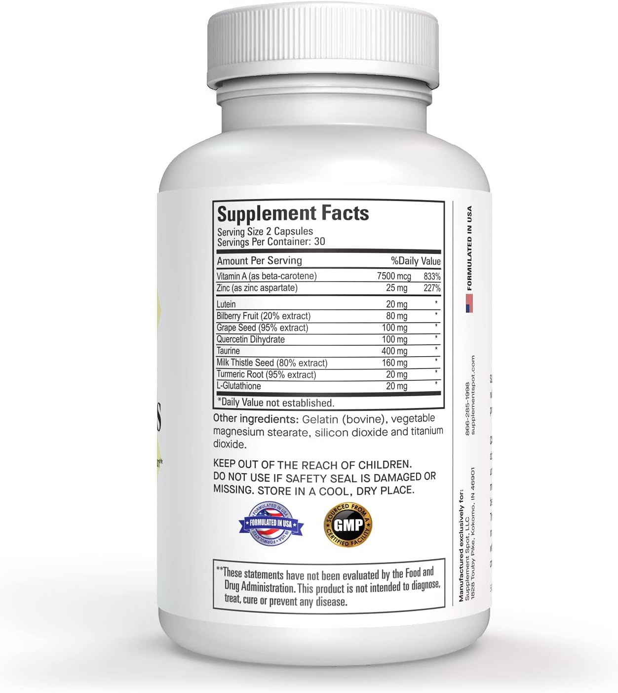 Eye Essentials for Adults - Vitamin & Mineral Supplement with Vitamin A, Bilberry, Zinc & Antioxidants for Eye Health (60 Capsules)