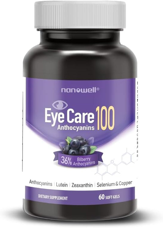 Eye Health Supplement with Bilberry, Zeaxanthin, Lutein, Anthocyanins, Vitamin A, E, Selenium & Copper - 60 Softgels