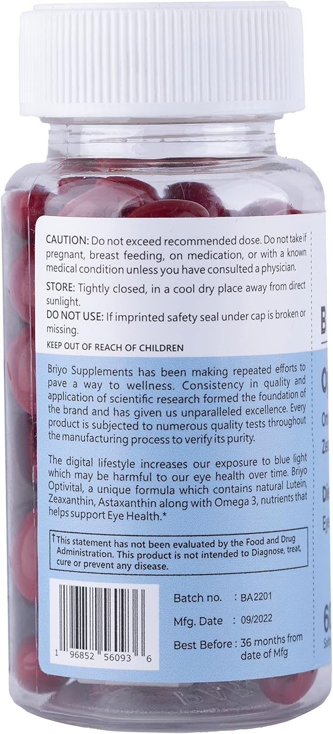 Eye Health Supplement with Lutein, Zeaxanthin, Astaxanthin, and Omega 3 - 60 Count