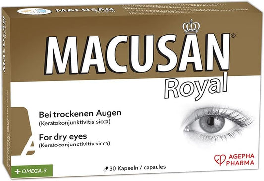 Eye Health Supplements for Good Vision | MACUSAN Royal Dry Eye Tablets with Lutein, Zeaxanthin & Omega-3 | Vitamin & Mineral Pills for Healthy Macula