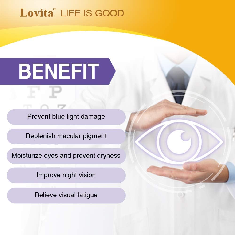 Eye Health Support Supplement with FloraGLO Lutein, Black Currant, and Eyebright - 60 Capsules for Vision, Eye Strain, and Dry Eye